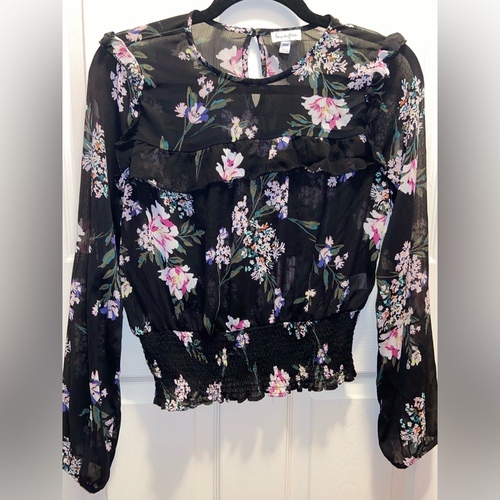 Black Floral Blouse - Women’s Shirt